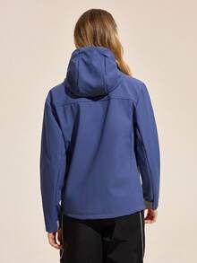 Easithlete 女士拉链抽绳连帽户外夹克 - 紫色 - 查看 5