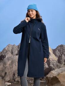 In My Nature 女士长袖拉链连帽长款户外雨衣夹克