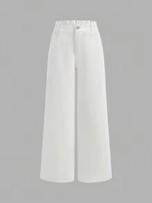 青少年女孩时尚宽松阔腿口袋牛仔裤 - 彩色 - 查看 10