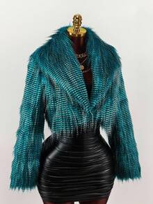 Amplova 女士时尚人造毛皮长袖夹克 - 彩色 - 查看 2