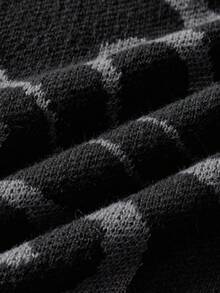 Manfinity Hypemode 大码男士休闲拼色波浪纹毛衣，秋冬 - 黑色 - 查看 3