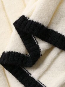 DAZY 女式优雅撞色鱼尾毛衣裙，秋季 - 米色 - 查看 11