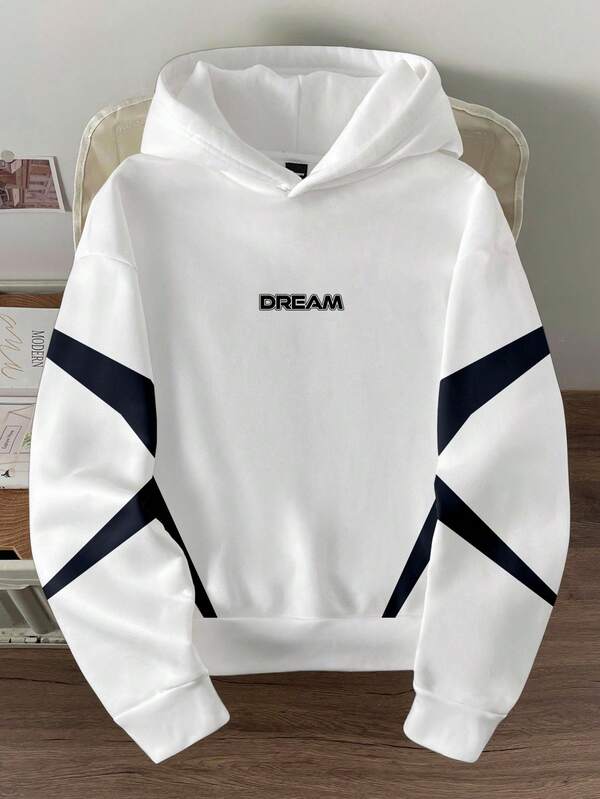 Manfinity Joysei هودي رجالي بطبعة رقمية ملونة وخطوط، مناسب للخريف/الشتاء للمواعيد والحفلات والتناسق العائلي والزوجي، هدية رائعة للصديق، هودي أبيض للشارع، هودي مصمم للرجال، هودي أبيض