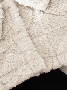 女宝宝休闲加厚抓绒格子提花连体衣套装 粉色 秋冬