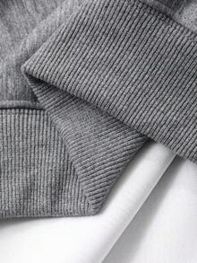 DAZY Men's Grey Half-Zip Front Pullover Sweatshirt, Sturdy Fabric, Autumn - Grey - View 7