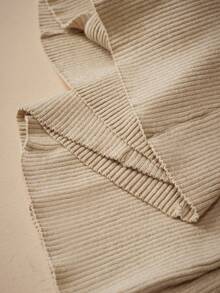 Anewsta Women's Elegant V-Neck Ruffle Hem Knit Dress, Autumn/Winter - Apricot - View 8