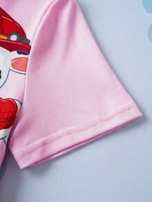 SHEIN | PAW Patrol Young Girl Cute Cartoon Puppy Pattern Round Neck Short Sleeve Casual Sports Pink T-Shirt Girls Printed Short Sleeve T Shirt Kids Casual Crew Neck T Shirt T Shirt For Kids Girls