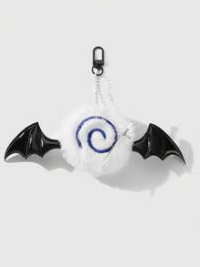 ROMWE Goth 1 件日式复古哥特式可爱黑暗恶魔天使翅膀毛绒漩涡十字剑装饰 DIY 串珠钥匙扣包饰，适合女士/女孩日常佩戴，节日礼物 - 彩色 - 查看 1