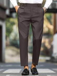 Calvornis 男士休闲/商务斜口袋西装裤，秋季 - 鏽棕色 - 查看 1
