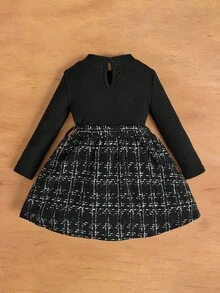 SHEIN 女婴休闲长袖系腰连衣裙 - 彩色 - 查看 2