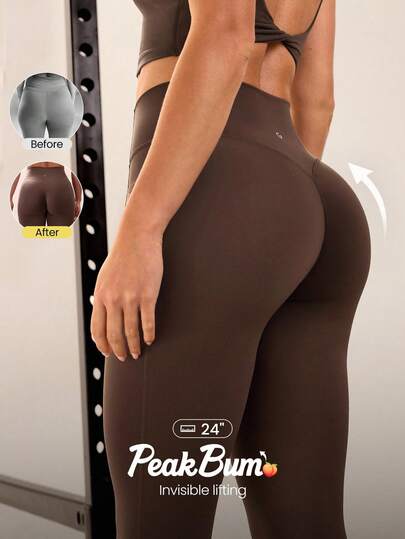 GLOWMODE 24" Peakbum Powersculpt™-Air Sculpt Flex Sweat-Wicking Cool Feel V-Waist Butt-Lifting Leggings High Impact Workout Running Training