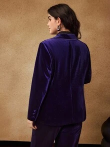 MOTF PREMIUM ÁO BLAZER VẢI VẢI NHUNG CỠ LỚN CHO NỮ, MÙA ĐÔNG - Màu tím - Xem 6