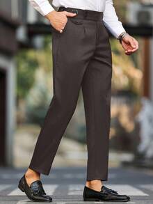 Calvornis 男士休闲/商务斜口袋西装裤，秋季 - 鏽棕色 - 查看 3