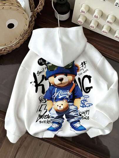 Slaydiva Fall Clothes For Women/Winter Clothes For Women/Y2k Clothes/Streetwear/Back To School/Casual Street/Fit For Hip Hop/Women's Casual Street Print Sweatshirt/Teddy Bear Print