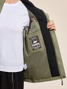 Easithlete 女士户外休闲宽松拉链风衣夹克 - 軍綠色 - 查看 2