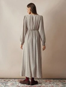 Florisole Váy họa tiết hoa đi nghỉ thường ngày dành cho nữ - Màu Khaki - Xem 2