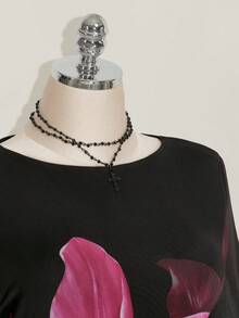 SHEIN ICON Váy thu cỡ lớn cho nữ, Váy dài tay cho nữ, Váy lễ hội tay kèn lưới hoa lớn cổ điển Y2k mặc hàng ngày - Nhiều màu - Xem 6