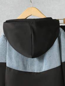 Vacaura Set 2 buc. hanorac pentru băieți/pre-adolescenti, design patchwork, stil casual la modă, unic și personalizat, potrivit pentru joacă în aer liber primăvara, toamna și iarna, măiestrie din denim spălat autentic