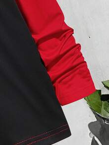 N25904 青少年单件高领时尚印花休闲长袖T恤，适合日常通勤 - 白色 - 查看 4