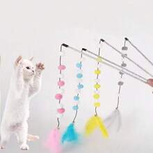 Giocattoli per gatti, palline di lana, giocattoli interattivi con fettuccia, bastoncini, palline di peluche colorate con campanellino, accessori per animali domestici
