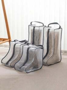 SHEIN Boots Storage Bag, Long Boots And Short Boots Storage Shoe Bag, New Fashion Transparent Shoe Boot Dust Cover, Boot Bags For Women's Tall And Ankle Boots,Travel Home Non-Woven Boot Bag, Zippered Boot Covers With Carry Handles, Thickened Waterproof Portable Handheld Boot Storage Bag, Protective, Breathable, And Space-Saving - Ideal For Travel, Closet Organization, And Shoe Protection, Suitable For Flat Shoes, Ankle Boots And High Boots - Clear - View 7