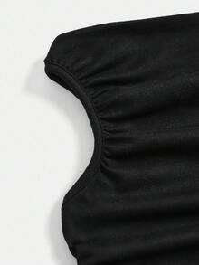 Pitira Teen Girls Black Elegant Commuter Fitted Long Dress With Neckline Pleats, Sleeveless, Suitable For Summer And Spring Fall Winter - Black - View 6