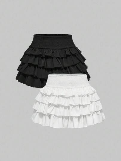 J-Fashion Sexy Y2K Layered Cake Black & White Mini Skirt For Women