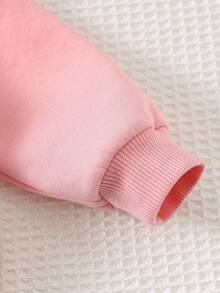 Cozy Pixies Baby Girl Plush Bow Decor Crew Neck Long Sleeve Pullover Sweatshirt, Versatile And Comfortable Autumn Winter Clothes For Women - Pink - View 5