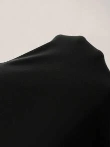 SHEIN ICON 纯色交叉露背性感休闲迷你连衣裙 - 黑色 - 查看 7