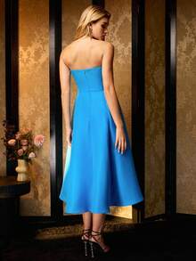 MOTF Soiréza 女式珠绣 A 字型抹胸礼服 - 藍色 - 查看 3