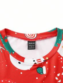 SHEIN Vestido de Navidad para mujer, elegante y cómodo, con estampado digital navideño divertido, a juego con atuendos familiares - Multicolor - Ver 6