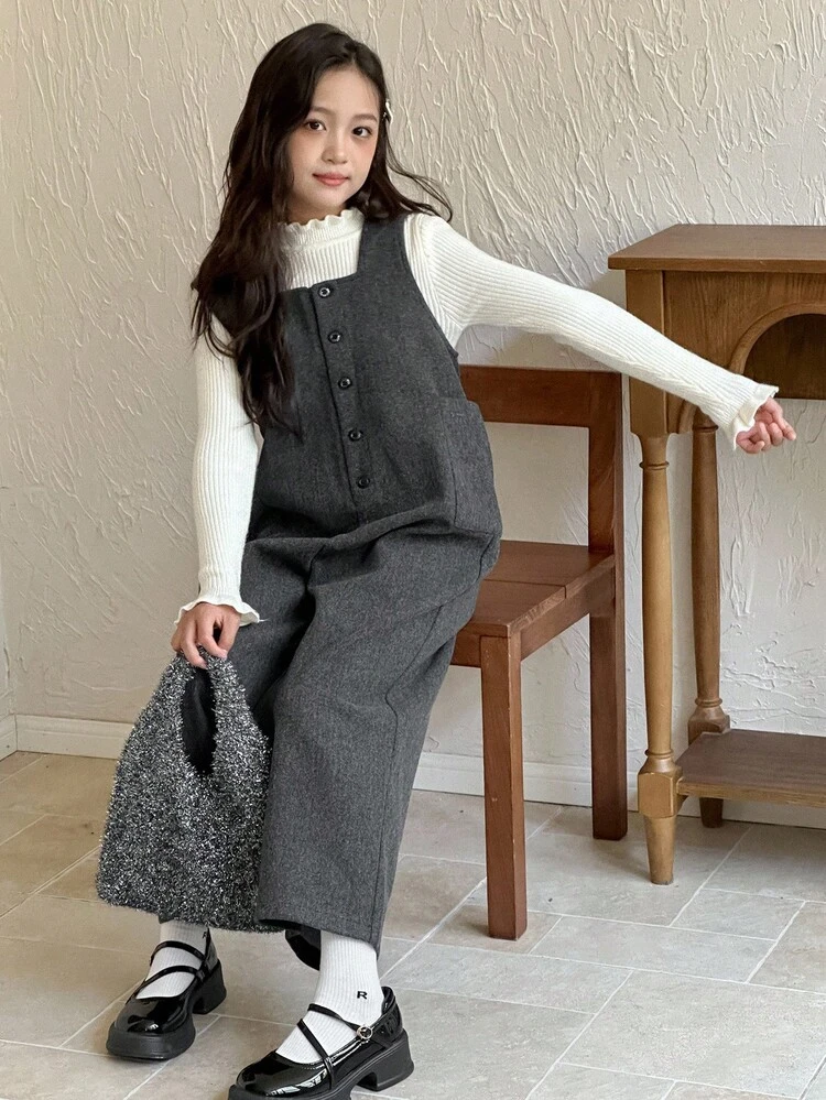 Tween Girls' Casual Daily Jumpsuit, Autumn