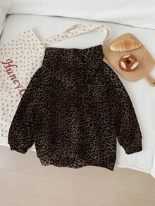 SHEIN EZwear Sudadera con capucha estampado de leopardo vintage punk gótico, adecuada para otoño/invierno, aeropuerto, ropa de calle, Y2K, ropa de exterior