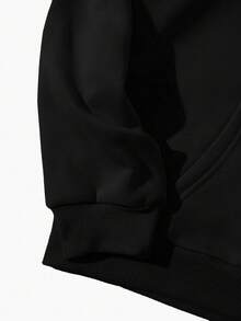 SHEIN Áo sweatshirt nữ dáng rộng vai rớt, kiểu dáng thường ngày - màu đen - Xem 3