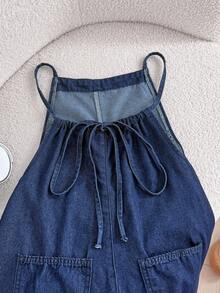 Comfortcana Tuta lunga in denim blu casual e ampia, tutina estiva per donna, abiti estivi da donna, abito estivo, vestiti estivi da donna, abito da sole, abito da sole per donna, Festa della Mamma, abito per la Festa della Mamma, 4 luglio, abito da laurea, abito da laurea per donna, abito da laurea bianco, outfit da brunch per donna - Blu - Visualizzare 4