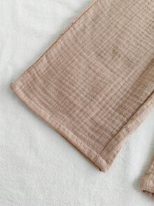 SHEIN Vintaside Kids 2 件套女婴休闲学院风翻领长袖上衣和裤子套装，适合春秋季日常穿着