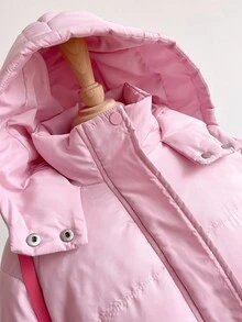 Sweetra Young Tween Girls' Padded Coat, Casual All-Match Versatile, Hooded Long Coat - Baby Pink - View 4