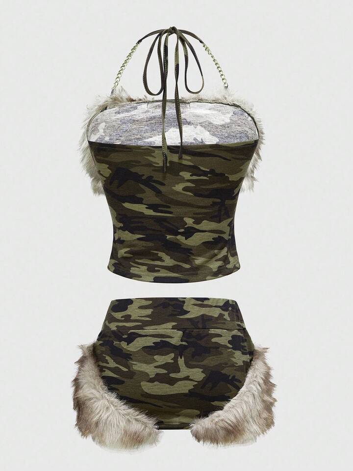 Our J-Fashion Shibuya Girl Y2K Vintage Camouflage Patchwork Frayed