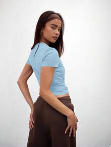 MUSERA 短袖修身T恤，休闲度假胶囊衣橱日常机场休闲秋季返校季圣诞节优雅假日派对节日装扮