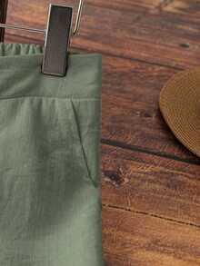 EMERY ROSE Quần vải lanh in dây rút dành cho nữ, thích hợp cho các môn thể thao thông thường Hàng ngày đi biển Kỳ nghỉ hè, dài - màu xanh lá - Xem 4