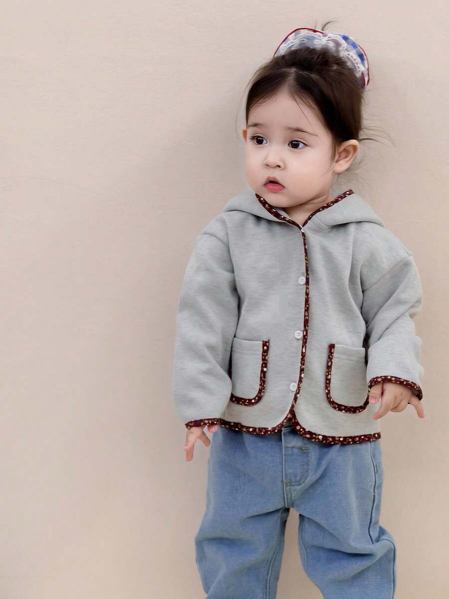 DAZY Baby Girls' Korean Style Contrast Color Ruffle Sweatshirt Fall,Winter Toddler Girls Clothes - Apricot - View 1