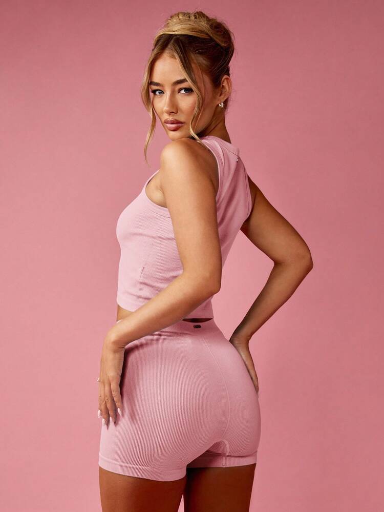 Missguided x Playboy Ribbed Racerback Sleeveless Crop Tank High Neck Stretch Form Fitting Summer Casual Fashion Basic Essential