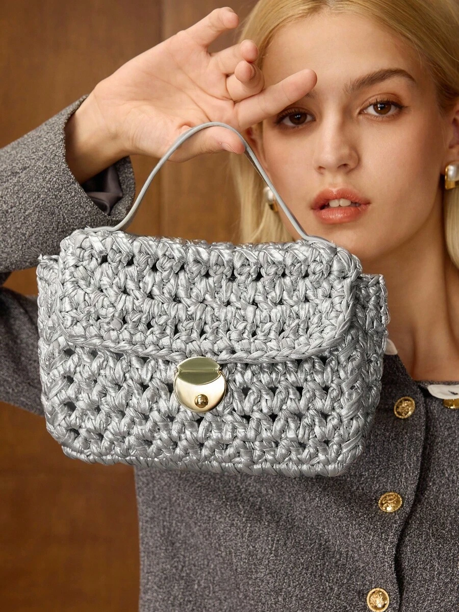 MOTF PREMIUM TÚI XÁCH TAY CÓ KHÓA BẰNG DA PU - Bạc - Xem 1