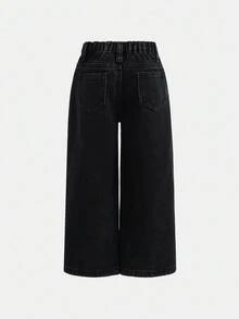 2件装女童宽松保暖牛仔裤，秋季服装，黑色和蓝色，女童冬季牛仔裤 - 彩色 - 查看 8