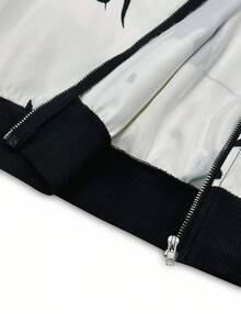 Franclia 女士优雅通勤撞色印花夹克 - 黑色 - 查看 8