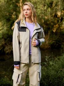 SHEIN Unity 女式轻薄可拆卸连帽夹克，拼接设计，常规版型，春秋季 - 彩色 - 查看 3