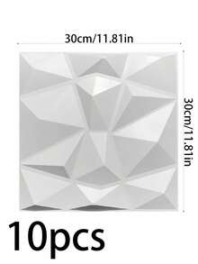 SHEIN 50 Tấm ốp tường PVC họa tiết kim cương 3D – Hoàn hảo cho phòng khách, phòng ngủ, nhà bếp, tường sau TV, hành lang và trang trí văn phòng, kích thước 11.8x11.8 inch, trang trí kim cương. - trắng - Xem 8