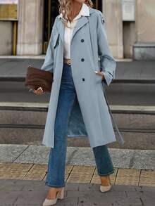 Solivie 女士保暖内衬风衣，秋冬外套，秋季 - 淺藍色 - 查看 5