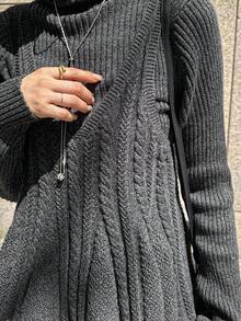 FRIFUL Pull femme col roulé 2 en 1 avec tricot unique, ourlet à volants patchwork, pull décontracté unicolore, automne