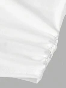 SHEIN Girlism 青少年女孩修身休闲简约舒适方领长袖T恤 - 白色 - 查看 4